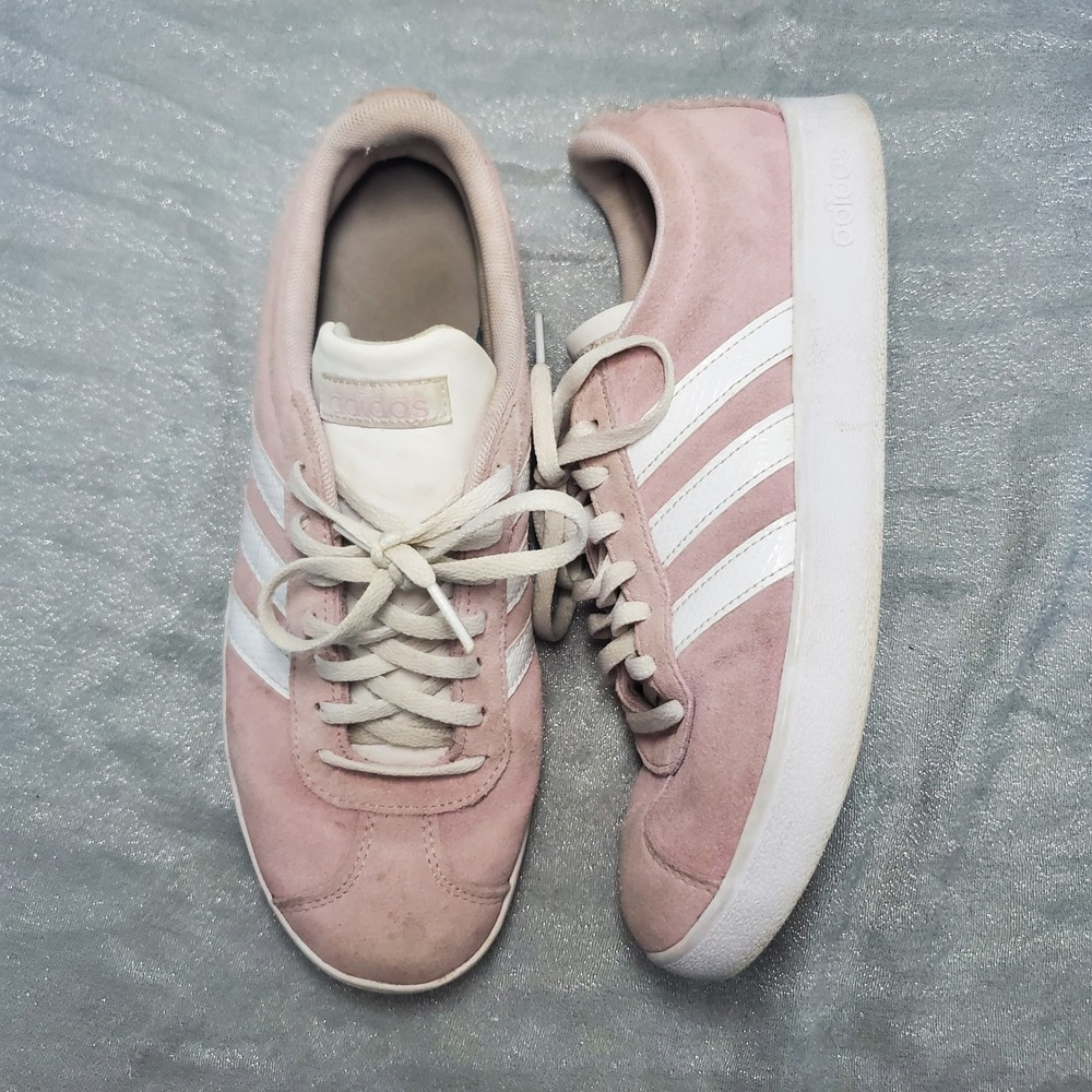 Adidas Neo Courtset‎ VL 2.0 Sneakers Pink Suede Women's Size 8.5 Pastel Kawaii